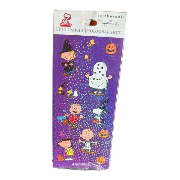 NIP Hallmark Great Pumpkin Charlie Brown Snoopy Holographic Halloween Stickers - Picture 1 of 1